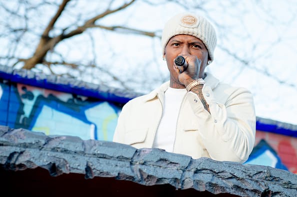 Rapper Moneybagg Yo performs on stage during the Joy To The Polls Georgia Pop Up Concert at Dunbar Neighborhood Centre on January 05