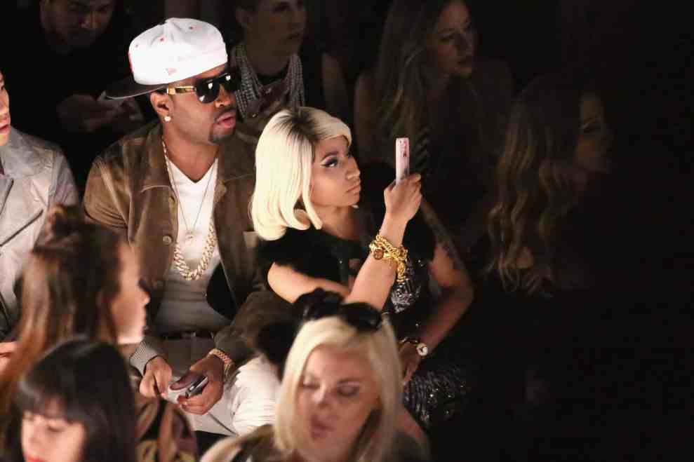 Safaree and Nicki Minaj attend the Herve Leger By Max Azria fashion show during Mercedes-Benz Fashion Week Spring 2014