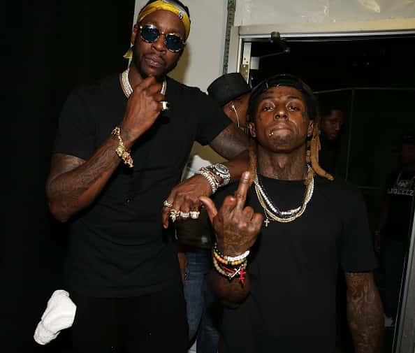 2 Chainz and Lil Wayne attend 2016 Budweiser Made In America Festival - Day 1 on September 3