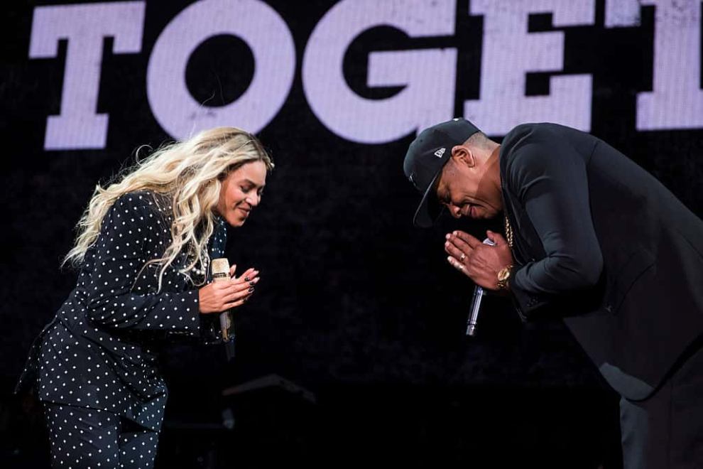 Beyoncé and Jay Z perform at a concert for Democratic Presidential candidate Hillary Clinton