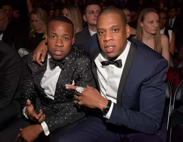 Hip Hop Artists Yo Gotti and Jay-Z during The 59th GRAMMY Awards at STAPLES Center on February 12