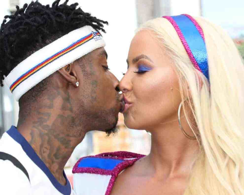 21 Savage and Amber Rose kissing at her 2017 Slut Walk