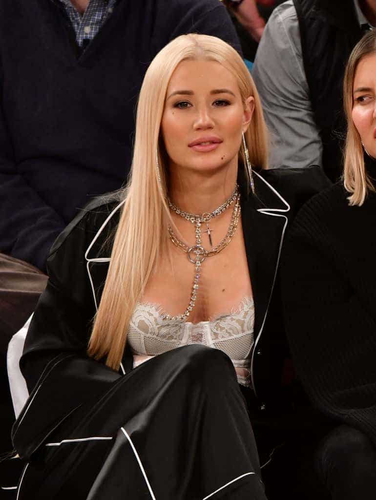 : Iggy Azalea attends the New York Knicks vs Washington Wizards game at Madison Square Garden on February 14