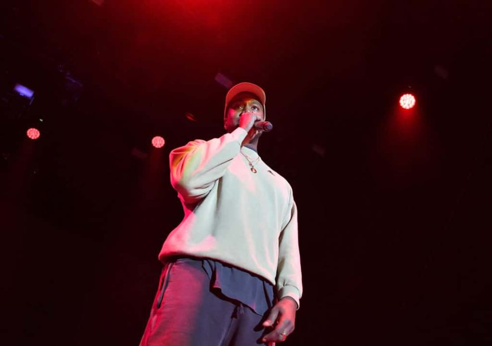 kanye west|Kanye West onstage at adidas Creates 747 Warehouse St. - an event in basketball culture on February 17