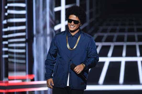 Bruno Mars on stage.