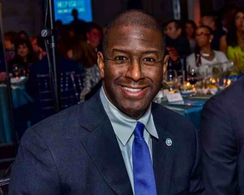 Florida Democratic gubernatorial candidate Andrew Gillum in a blue suit