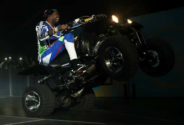 Meek Mill pops a wheelie during the 2018 Hot 97 Summer Jam at MetLife Stadium on June 10