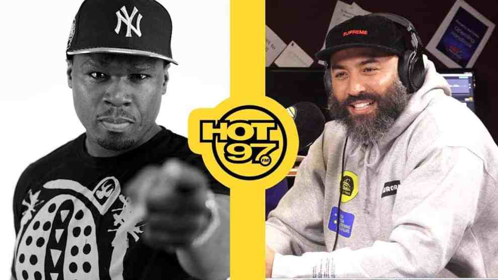 50 Cent x Ebro in the Morning split image for Hot 97