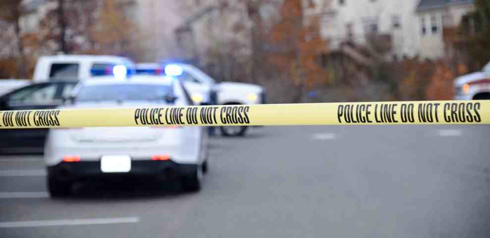 police tape and car