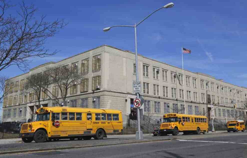 School buses outside of a school