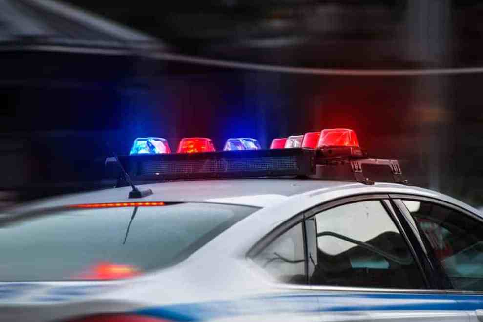 Police car driving in slow motion