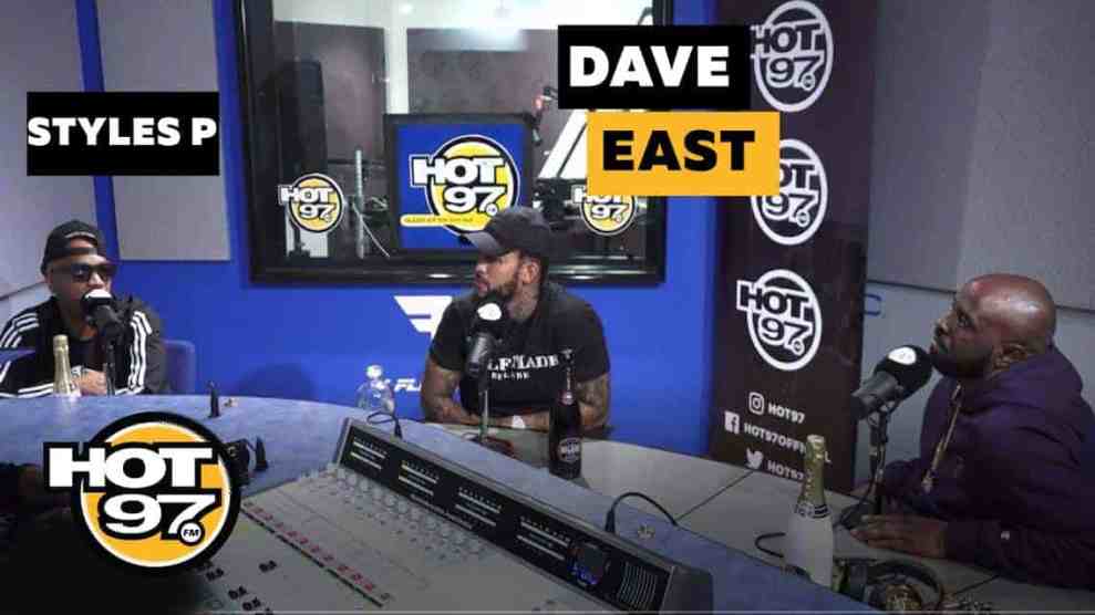 American Rappers Dave East and Styles P with Funk Flex in the middle of conversation from We Got a Story To Tell 021 at Hot97