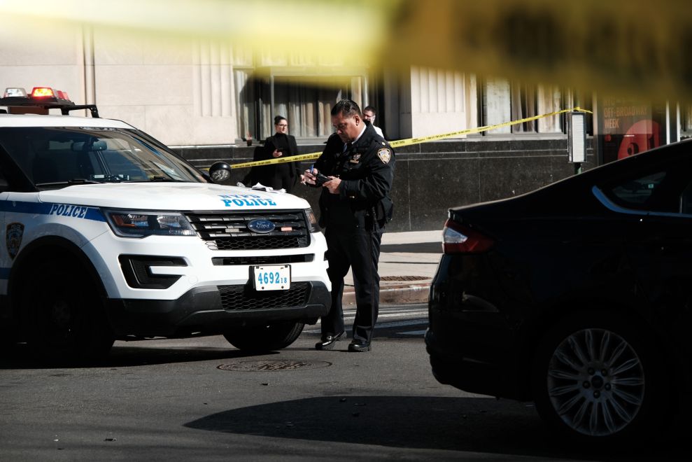 NEW YORK, NEW YORK - FEBRUARY 13: Police investigate at an intersection after a man driving a U-Haul truck allegedly struck several pedestrians in the Bay Ridge neighborhood in Brooklyn on February 13, 2023 in New York City. After being stopped by the police and then fleeing in the truck, the unidentified man struck several people before being stopped and apprehended by police at Hamilton Avenue and Columbia Street in Brooklyn.