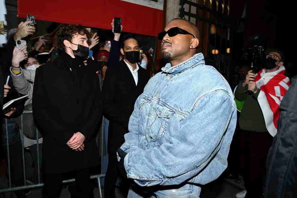 Ye attends the Kenzo Fall/Winter 2022/2023 show as part of Paris Fashion Week on January 23, 2022 in Paris, France.