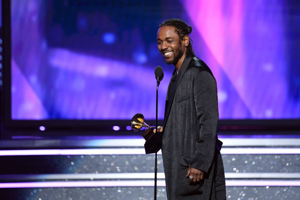 Recording artist Kendrick Lamar accepts Best Rap Album for 'DAMN.' onstage during the 60th Annual GRAMMY Awards at Madison Square Garden on January 28, 2018 in New York City.