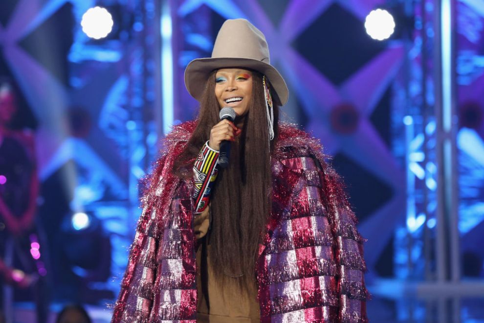 ATLANTA, GA - FEBRUARY 11: Erykah Badu speaks onstage during BET's Social Awards 2018 at Tyler Perry Studio on February 11, 2018 in Atlanta, Georgia.