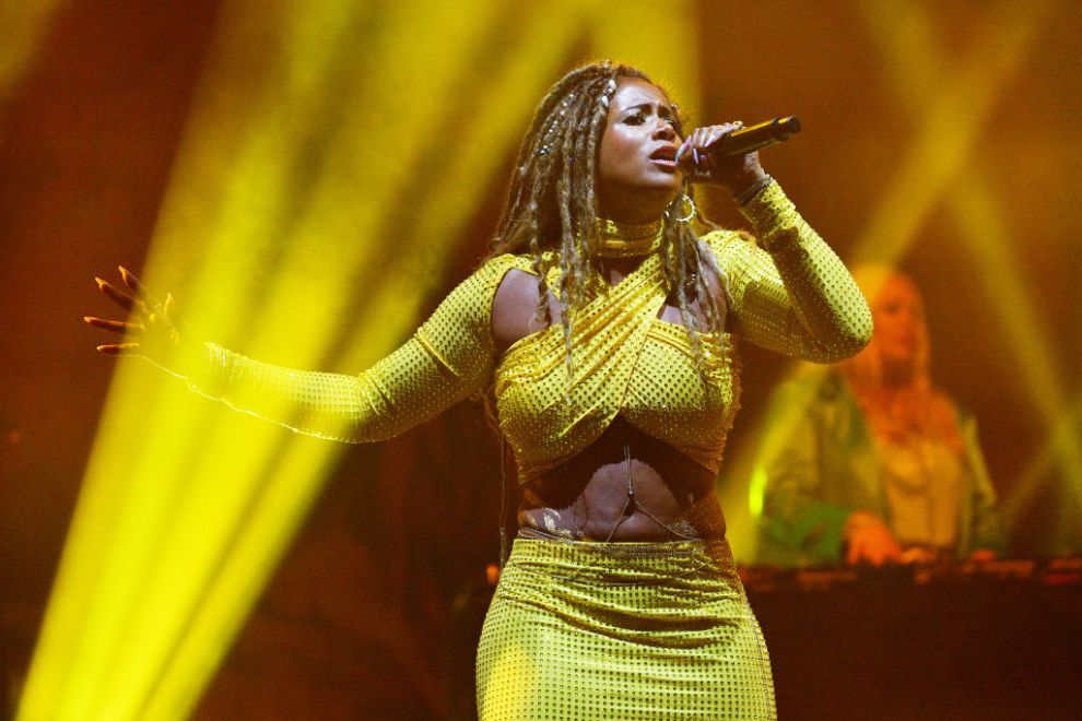 Kelis performs on the West Holts stage during day 3 of Glastonbury Festival 2023 Worthy Farm, Pilton on June 23, 2023 in Glastonbury, England.