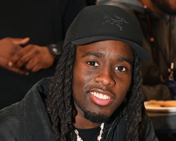 Kai Cenat attends the game between Los Angeles Lakers and the Atlanta Hawks at State Farm Arena on January 30, 2024 in Atlanta, Georgia. NOTE TO USER: User expressly acknowledges and agrees that, by downloading and or using this photograph, User is consenting to the terms and conditions of the Getty Images License Agreement