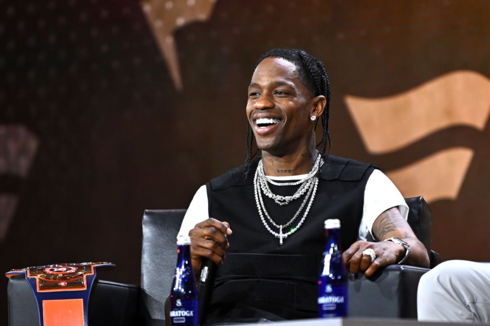 NEW YORK, NEW YORK - AUGUST 17: Travis Scott speaks onstage at the Fanatics Fest NYC 2024 at Jacob Javits Center on August 17, 2024 in New York City.
