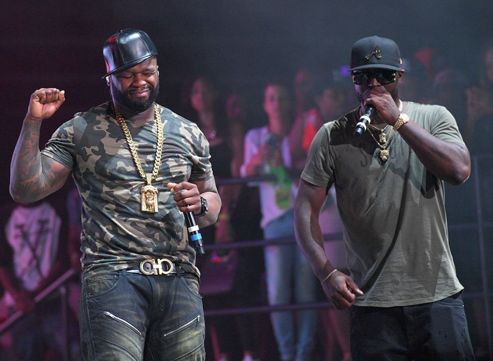 50 Cent and Young Buck performs at Birthday Bash ATL The Heavyweights of HIP HOP Live in Concert at Philips Arena on June 18, 2016 in Atlanta, Georgia.