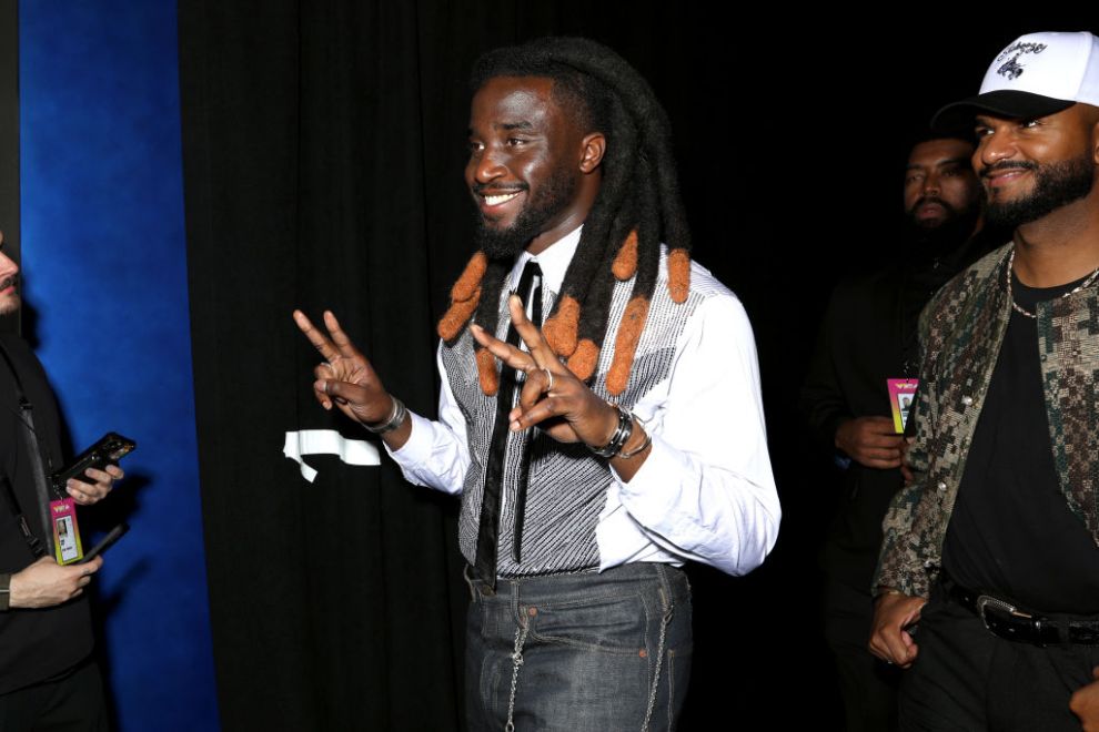 Shaboozey is seen backstage at the 2024 MTV Video Music Awards at UBS Arena on September 11, 2024 in Elmont, New York.