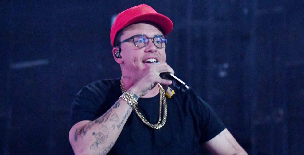 ATLANTA, GEORGIA - AUGUST 12: Rapper Logic performs onstage during "Vinyl Verse Summer" tour at Cellairis Amphitheatre at Lakewood on August 12, 2022 in Atlanta, Georgia.