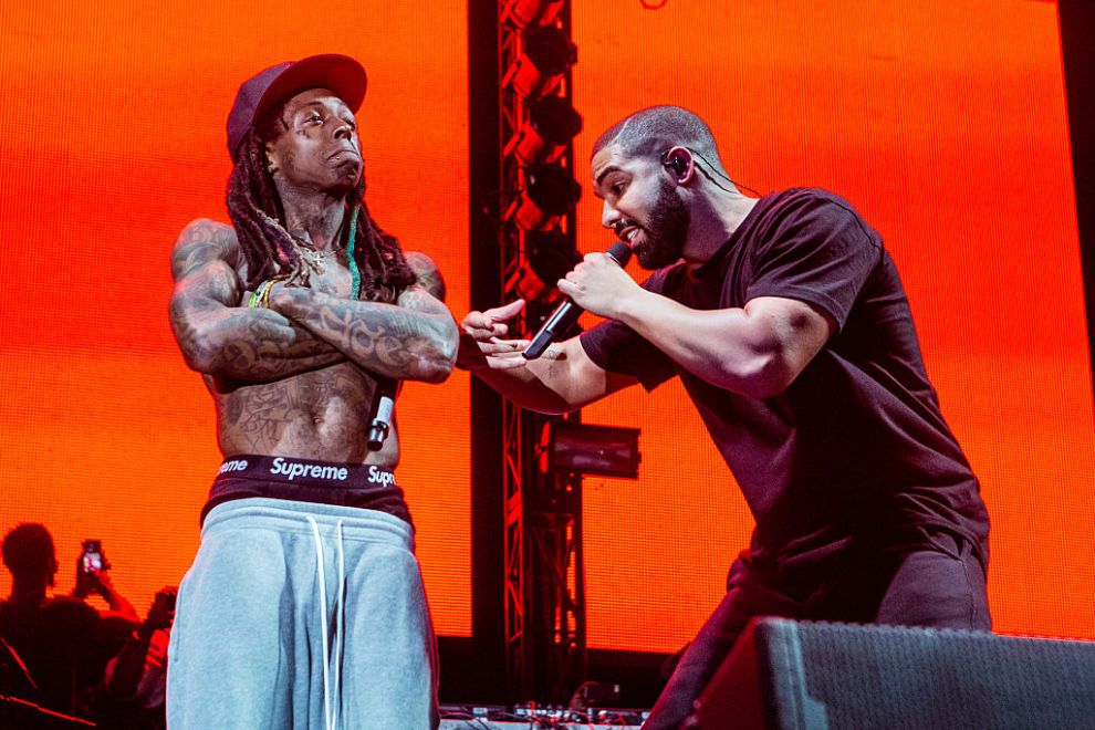 Lil Wayne (L) and Drake perform at Lil Weezyana Festival at Champions Square on August 28, 2015 in New Orleans, Louisiana.