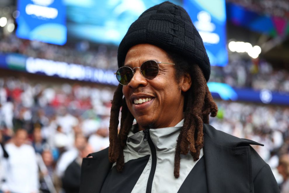 Jay-Z looks on prior to the UEFA Champions League 2023/24 Final match between Borussia Dortmund and Real Madrid CF at Wembley Stadium on June 01, 2024 in London, England.
