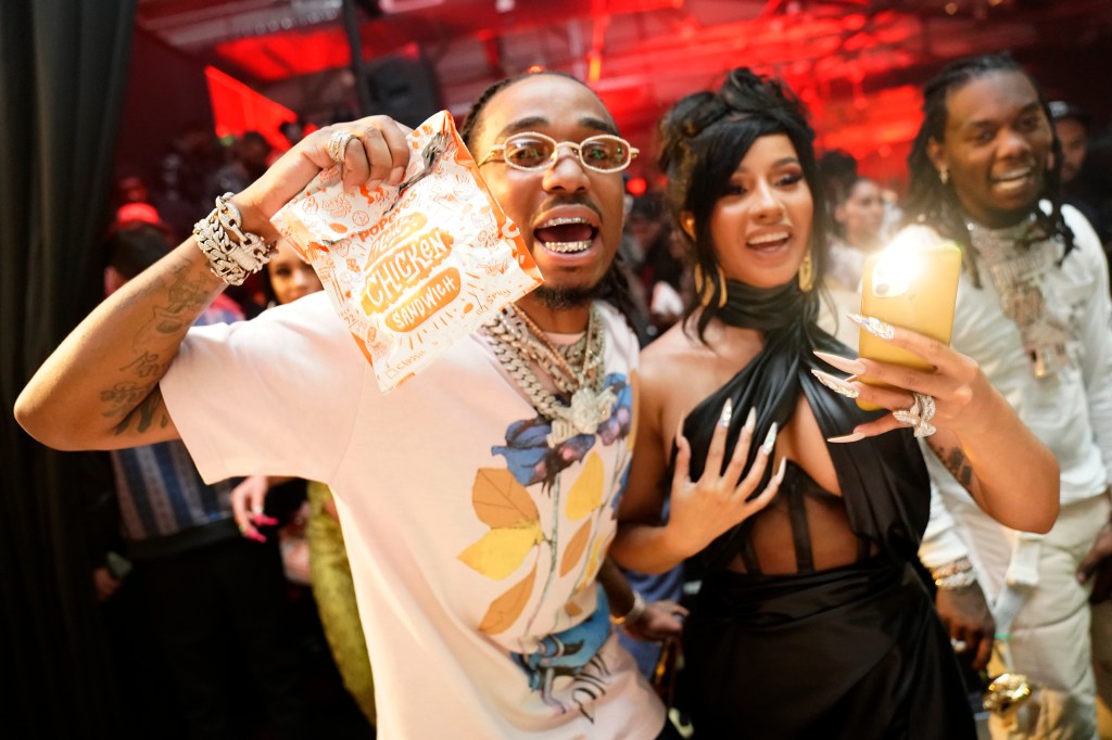 Cardi B And Quavo Unite To Toast Takeoff