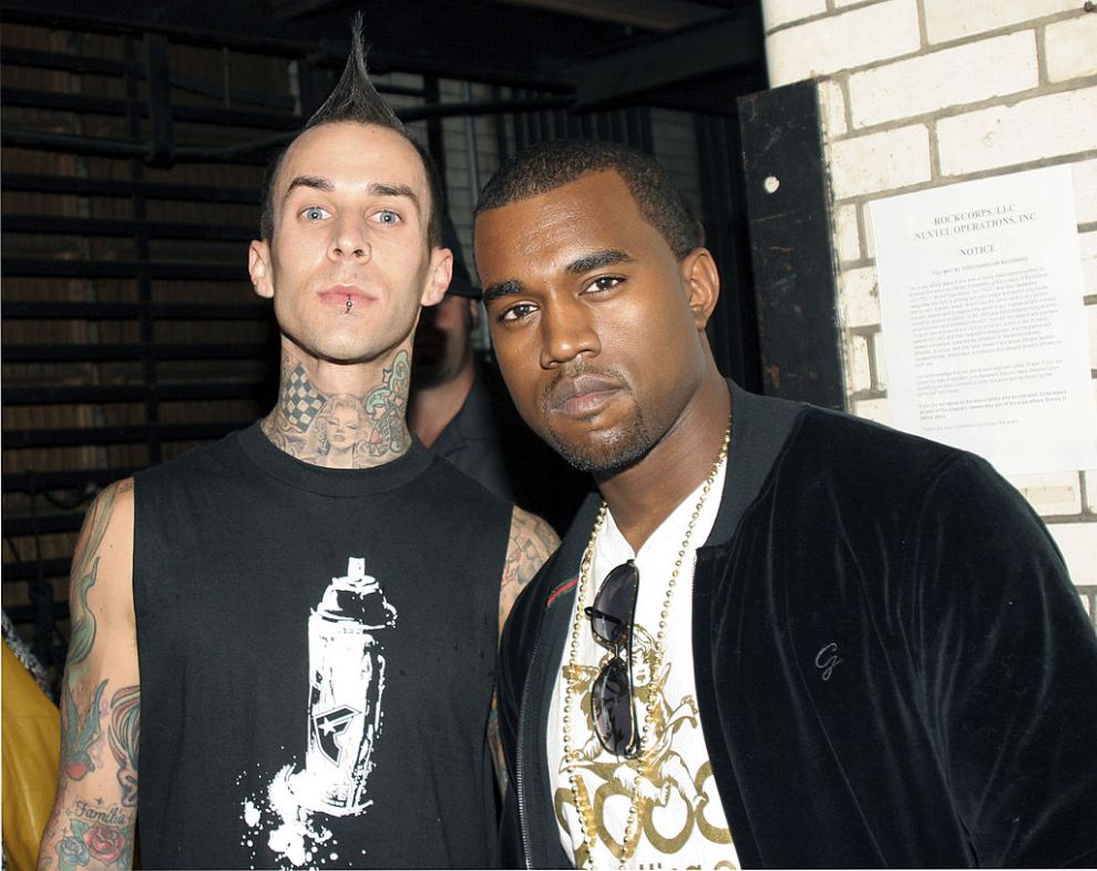 Travis Barker and Kanye West during Boost Mobile Rock Corp - September 24, 2005 at Radio City Music Hall in New York City, New York, United States.