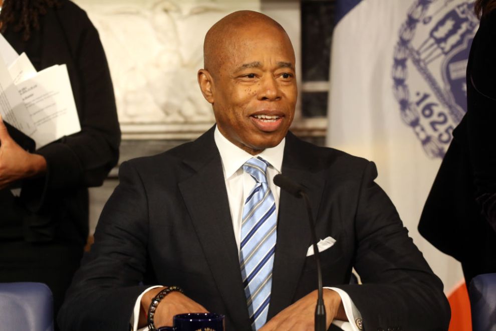 NEW YORK, NEW YORK - JANUARY 08: New York City Mayor Eric Adams holds a press availability at a news conference on January 08, 2024 in New York City. The mayor discussed the continuing migrant crisis in New York among other issues facing America's largest city.