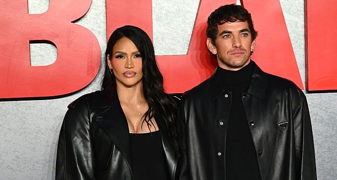 Cassie and Alex Fine attend the Global Premiere of "MobLand" at Odeon Luxe Leicester Square on March 27, 2025 in London, England.