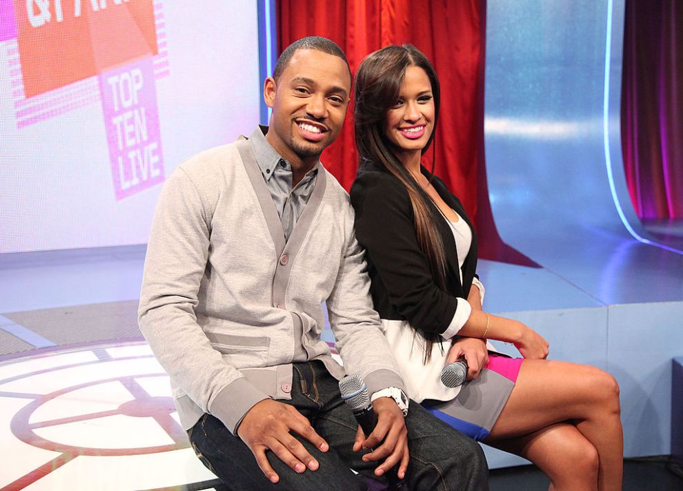 Hosts Terrence J. and Rocsi at BET's "106 & Park" at BET Studios on February 2, 2012 in New York City.