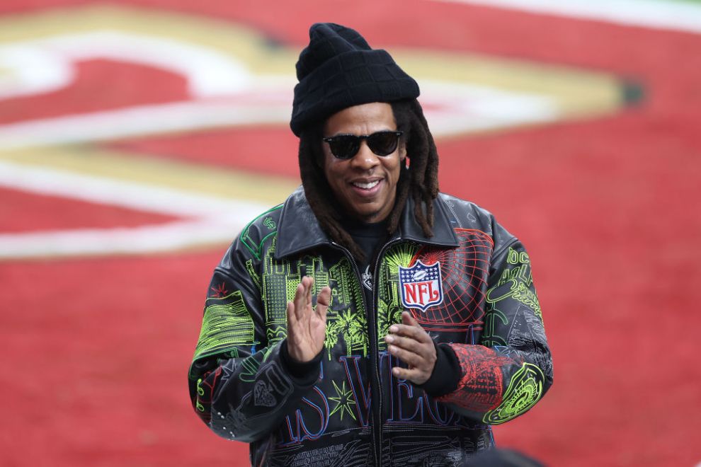 American Rapper Jay-Z reacts before Super Bowl LVIII between the San Francisco 49ers and Kansas City Chiefs at Allegiant Stadium on February 11, 2024 in Las Vegas, Nevada.