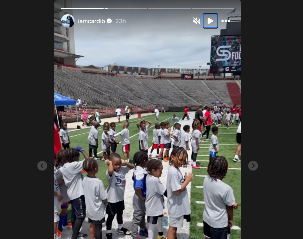 "Cardi B attend Stefon Diggs' youth football camp"