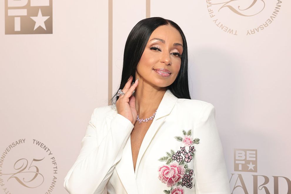 Mya poses in the press room during the 2025 BET Awards at Peacock Theater on June 09, 2025 in Los Angeles, California.