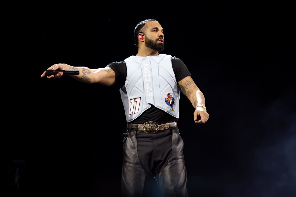 LONDON, ENGLAND - JULY 12: (EDITORIAL USE ONLY) Drake performs live on stage during day two of Wireless Festival 2025 at Finsbury Park on July 12, 2025 in London, England. Drake is headlining an unprecedented all three nights of Wireless Festival.