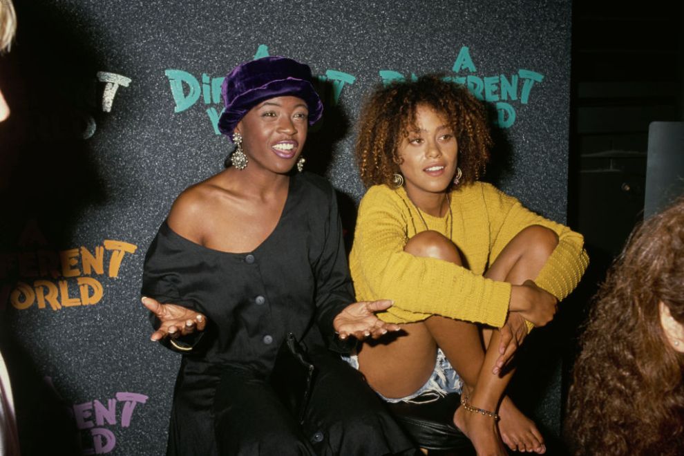 Charnele Brown and Cree Summer from "A Different World" sit together, United States, circa 1989.