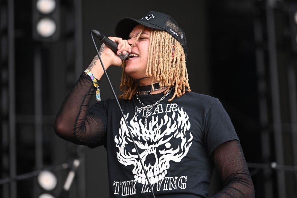 CHICAGO, ILLINOIS - SEPTEMBER 17: Poorstacy performs during Riot Fest 2022 at Douglass Park on September 17, 2022 in Chicago, Illinois.